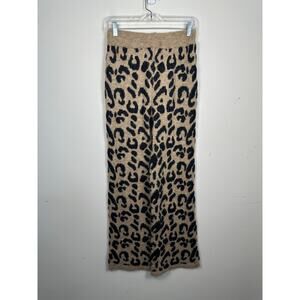 NWT Q2 Leopard Print Sweater Pants Wool Blend Cozy Fuzzy Lounge Size Small